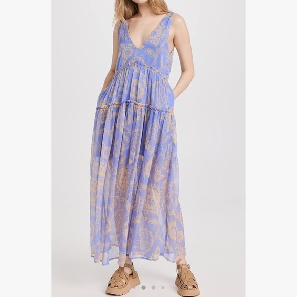 Free People Julianna Maxi Dress in Bluebell Combi - Picture 2 of 7